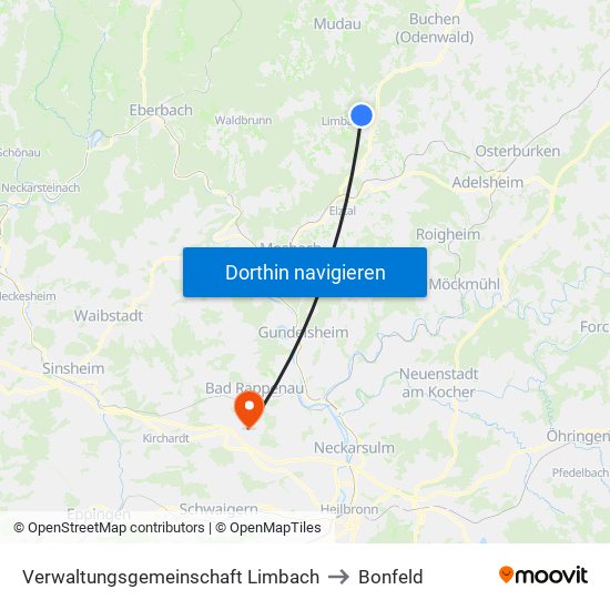 Verwaltungsgemeinschaft Limbach to Bonfeld map