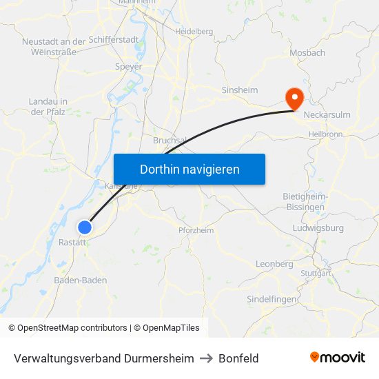 Verwaltungsverband Durmersheim to Bonfeld map