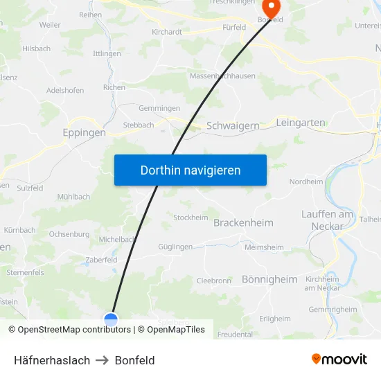 Häfnerhaslach to Bonfeld map