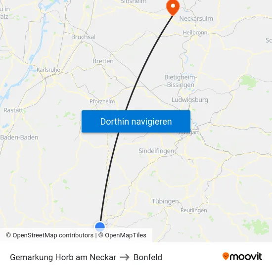 Gemarkung Horb am Neckar to Bonfeld map