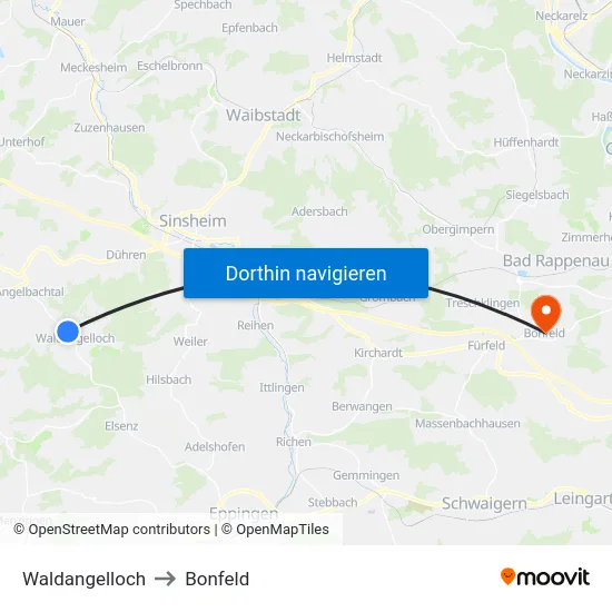 Waldangelloch to Bonfeld map