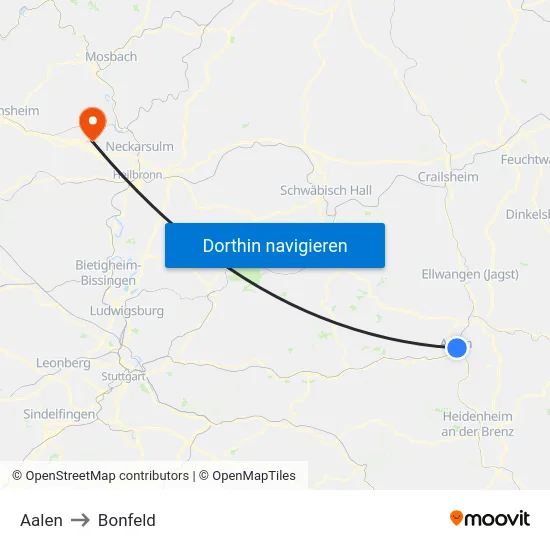Aalen to Bonfeld map