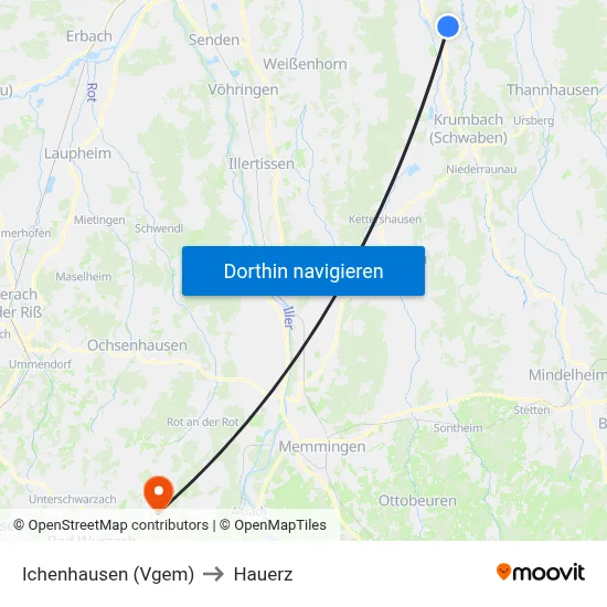 Ichenhausen (Vgem) to Hauerz map