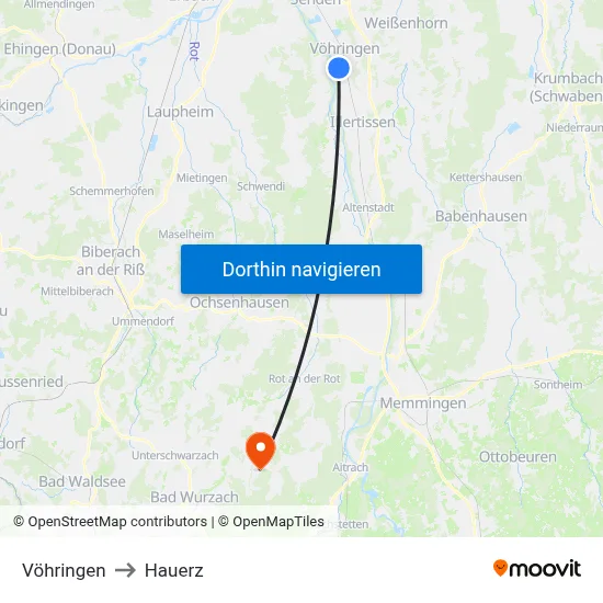 Vöhringen to Hauerz map