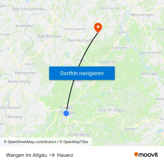 Wangen Im Allgäu to Hauerz map