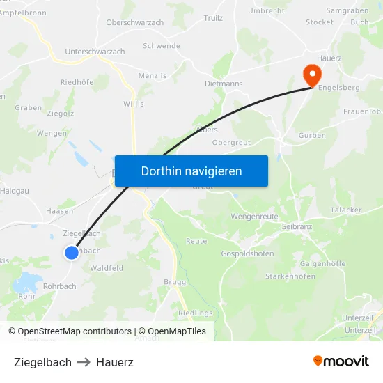 Ziegelbach to Hauerz map