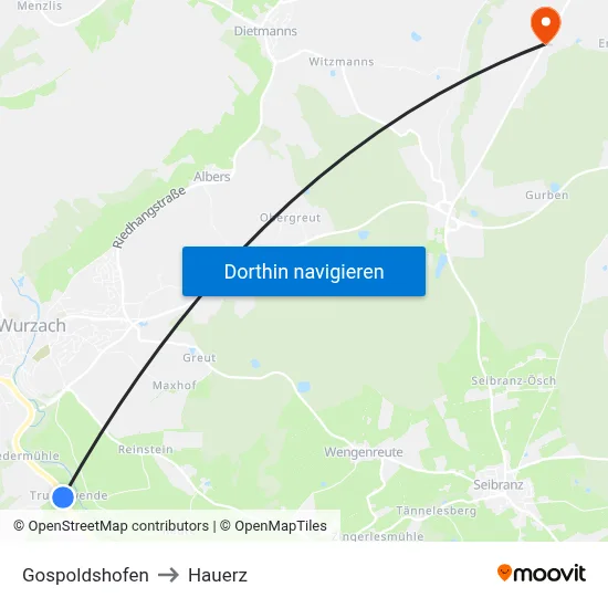 Gospoldshofen to Hauerz map