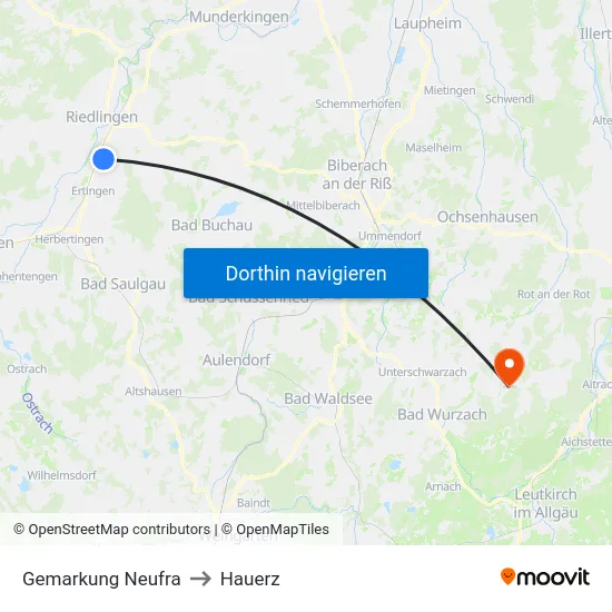 Gemarkung Neufra to Hauerz map