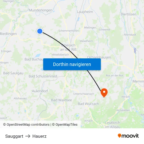 Sauggart to Hauerz map