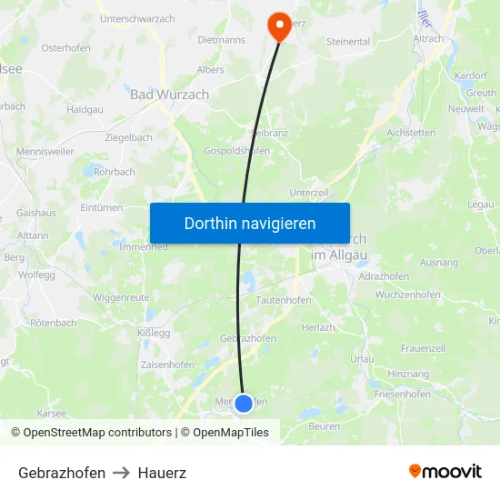 Gebrazhofen to Hauerz map