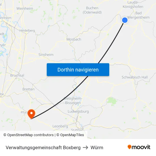 Verwaltungsgemeinschaft Boxberg to Würm map