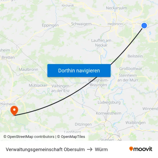 Verwaltungsgemeinschaft Obersulm to Würm map