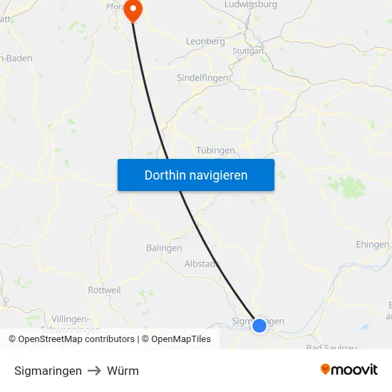 Sigmaringen to Würm map