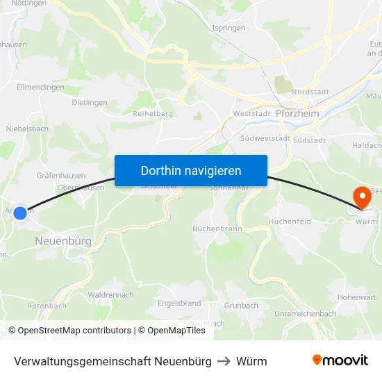 Verwaltungsgemeinschaft Neuenbürg to Würm map