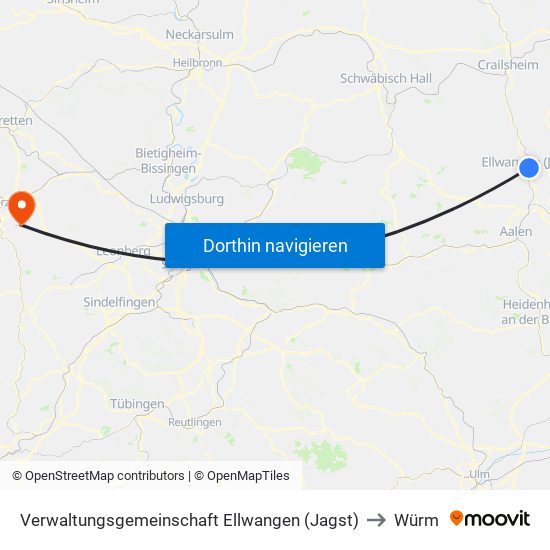 Verwaltungsgemeinschaft Ellwangen (Jagst) to Würm map