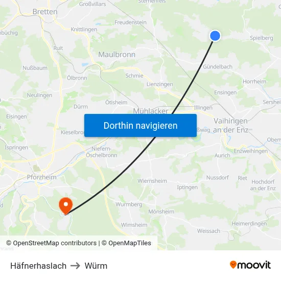 Häfnerhaslach to Würm map