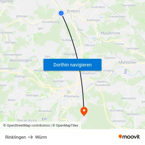 Rinklingen to Würm map