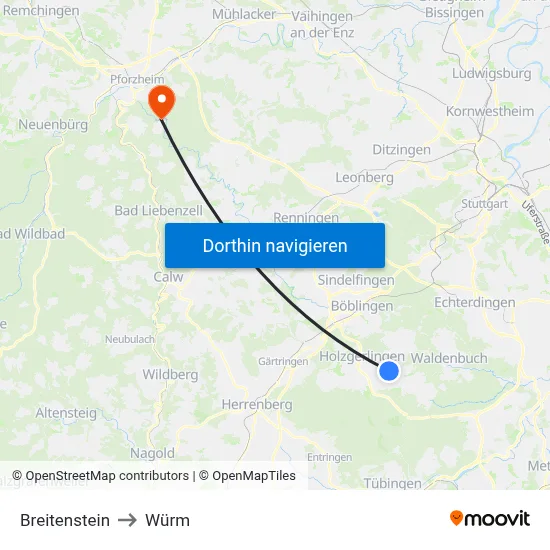Breitenstein to Würm map