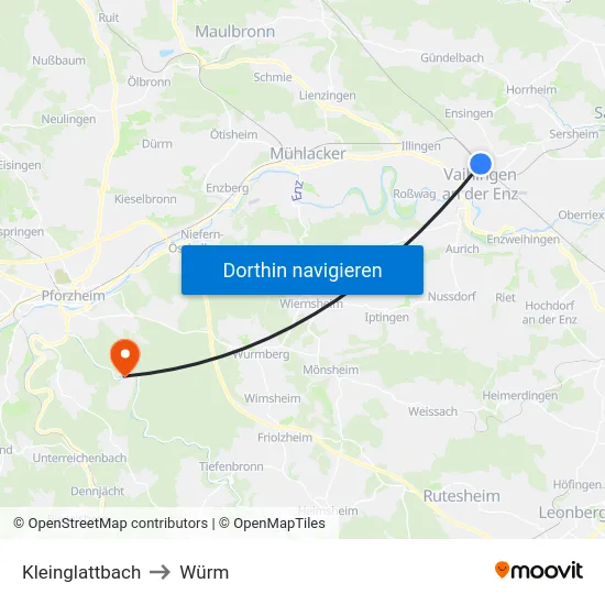 Kleinglattbach to Würm map