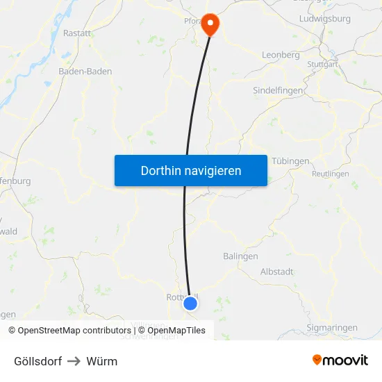 Göllsdorf to Würm map