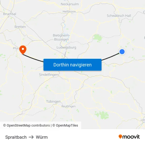 Spraitbach to Würm map