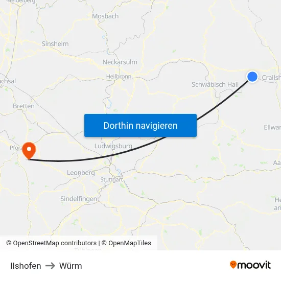Ilshofen to Würm map