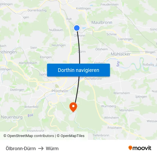 Ölbronn-Dürrn to Würm map