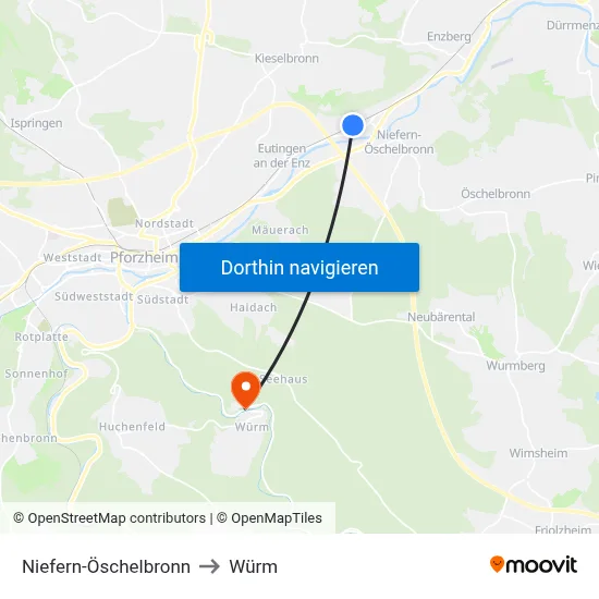 Niefern-Öschelbronn to Würm map