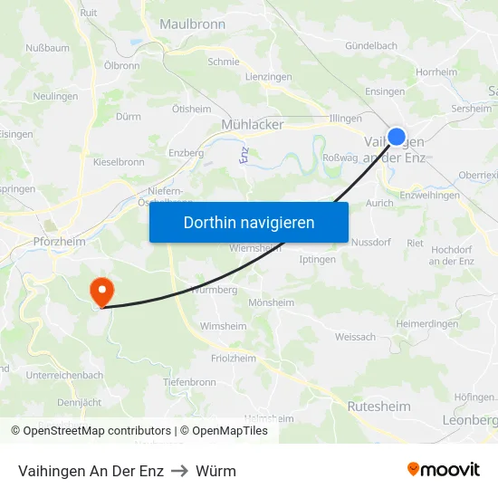 Vaihingen An Der Enz to Würm map