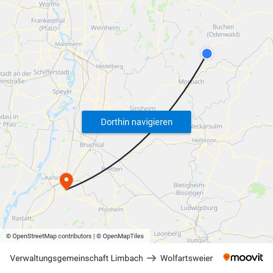 Verwaltungsgemeinschaft Limbach to Wolfartsweier map