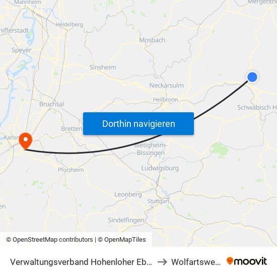 Verwaltungsverband Hohenloher Ebene to Wolfartsweier map