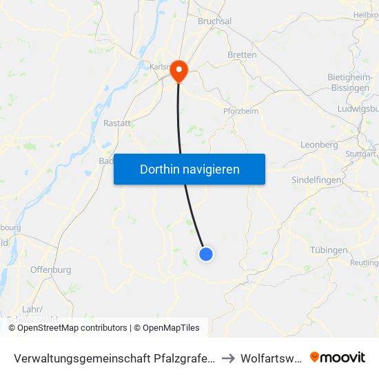 Verwaltungsgemeinschaft Pfalzgrafenweiler to Wolfartsweier map