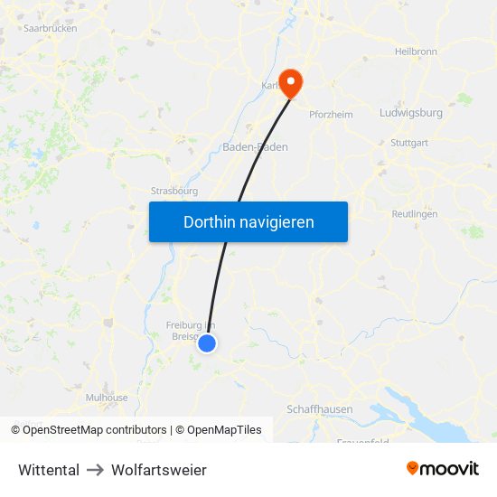 Wittental to Wolfartsweier map