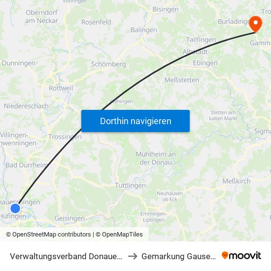 Verwaltungsverband Donaueschingen to Gemarkung Gauselfingen map