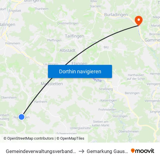 Gemeindeverwaltungsverband Meßstetten to Gemarkung Gauselfingen map