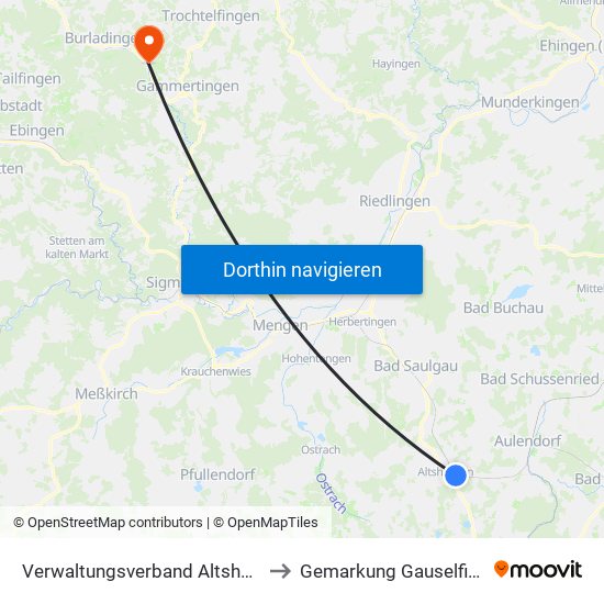 Verwaltungsverband Altshausen to Gemarkung Gauselfingen map