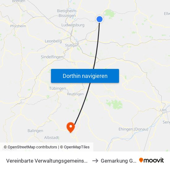 Vereinbarte Verwaltungsgemeinschaft Der Stadt Backnang to Gemarkung Gauselfingen map