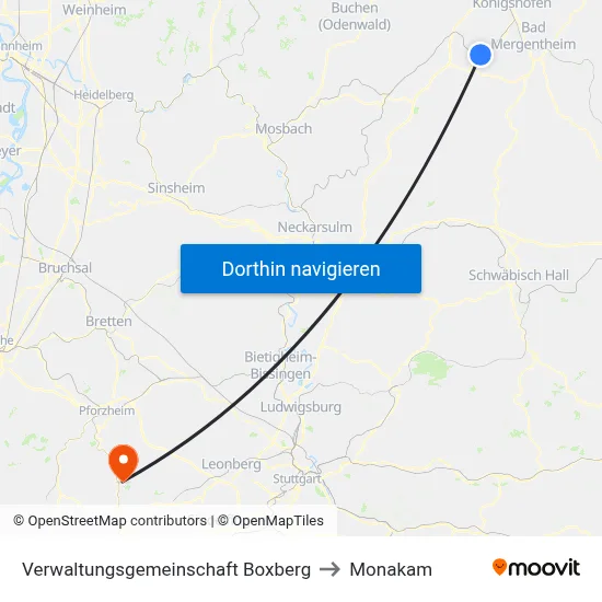 Verwaltungsgemeinschaft Boxberg to Monakam map
