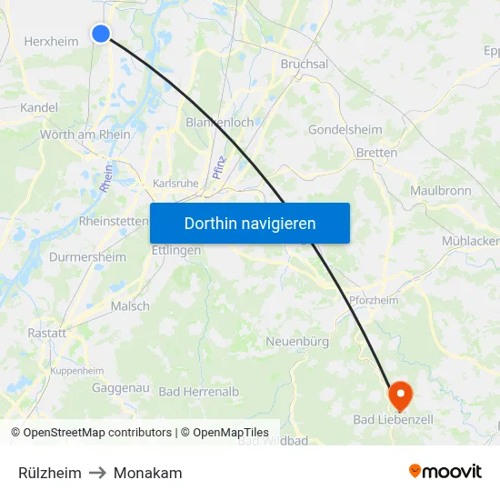 Rülzheim to Monakam map