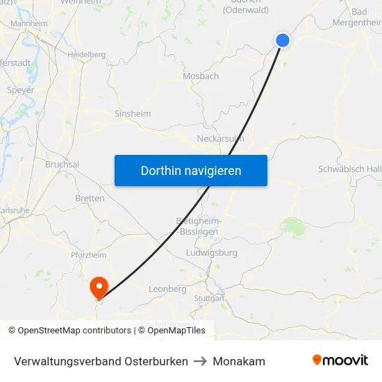 Verwaltungsverband Osterburken to Monakam map