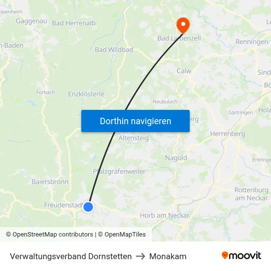 Verwaltungsverband Dornstetten to Monakam map