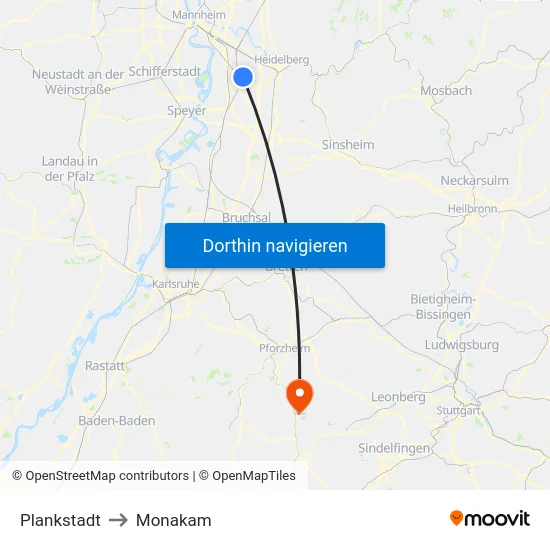 Plankstadt to Monakam map