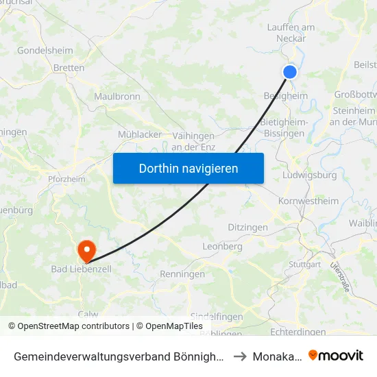 Gemeindeverwaltungsverband Bönnigheim to Monakam map