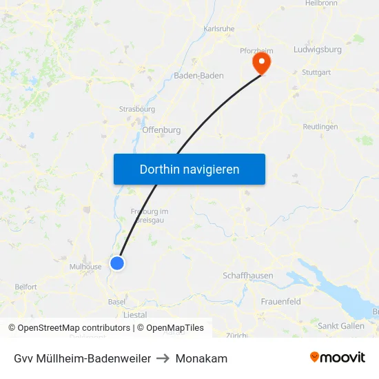 Gvv Müllheim-Badenweiler to Monakam map