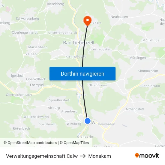 Verwaltungsgemeinschaft Calw to Monakam map