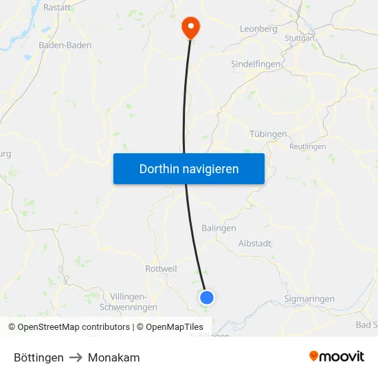 Böttingen to Monakam map