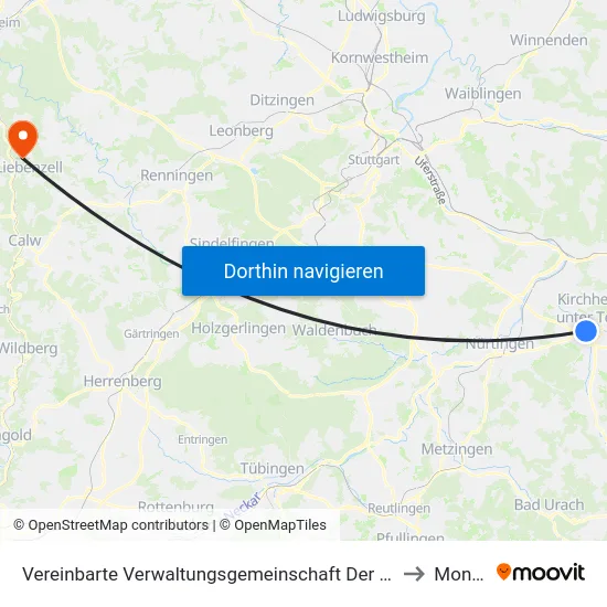 Vereinbarte Verwaltungsgemeinschaft Der Stadt Kirchheim Unter Teck to Monakam map