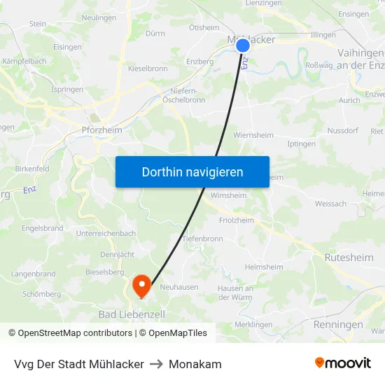 Vvg Der Stadt Mühlacker to Monakam map