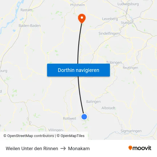 Weilen Unter den Rinnen to Monakam map