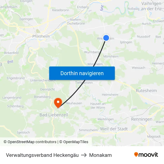 Verwaltungsverband Heckengäu to Monakam map